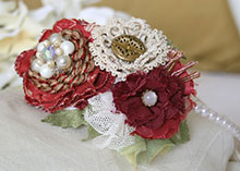 Red and Ivory Flower Headband photo